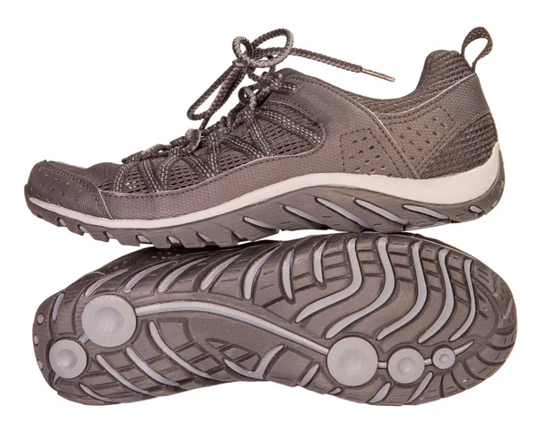 İzleme spor siyah spor ayakkabı, nefes alabilir malzeme, izole 