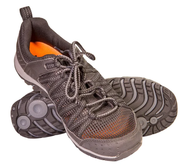 İzleme spor siyah spor ayakkabı, nefes alabilir malzeme, izole — Stok fotoğraf