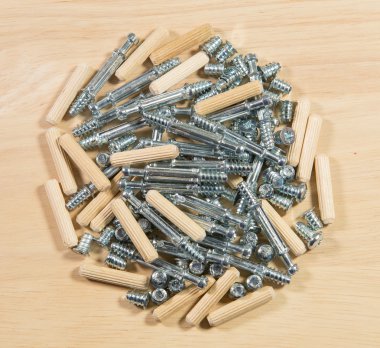 Mobilya parçaları sabitleme elemanları.