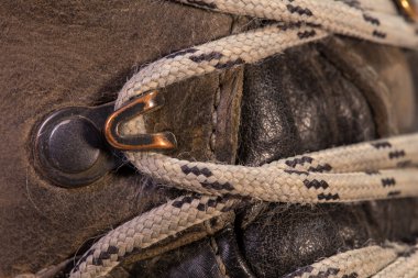 Ayakkabı kanca ve döngü için kayış trekking ayrıntı.