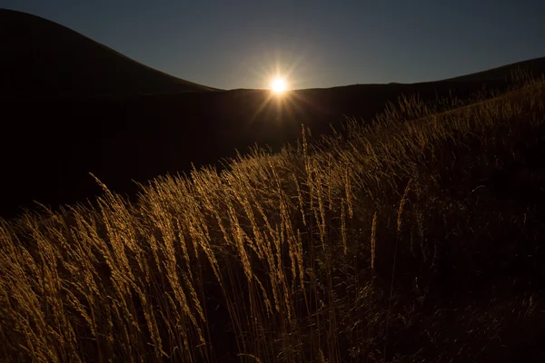 Dağ ışıklar içinde sabah güneşin ilk ray sararmış