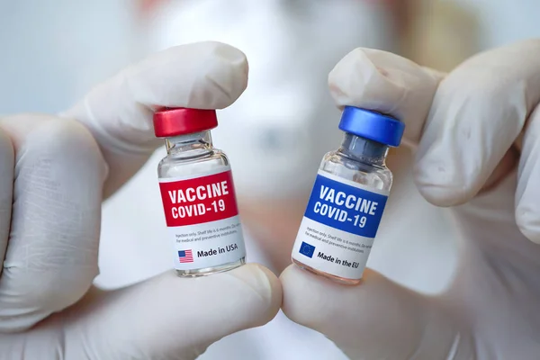 Вибір Найкращої Вакцини Вакцинації Зробленої Сша Або Медична Концепція Боротьби — стокове фото
