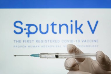 Sputnik V ilk kayıtlı covid-19 aşısıdır. 18 Ocak 2021, Barnaul, Rusya.