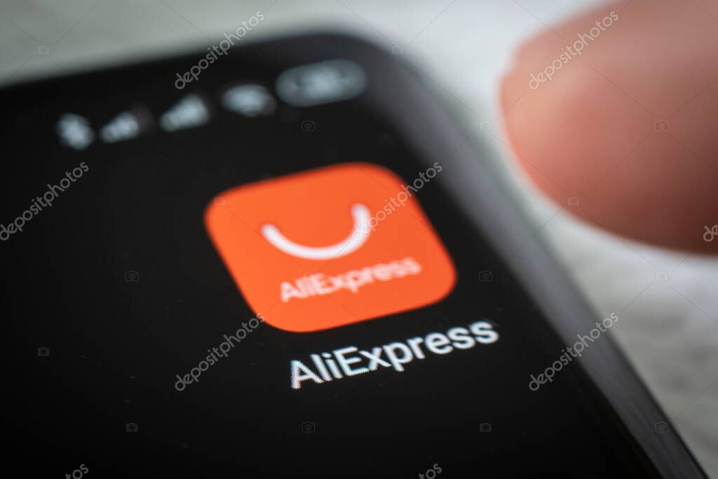 February 21, 2021, Barnaul, Russia: aliexpress app on your smartphone for shopping for various products over the Internet