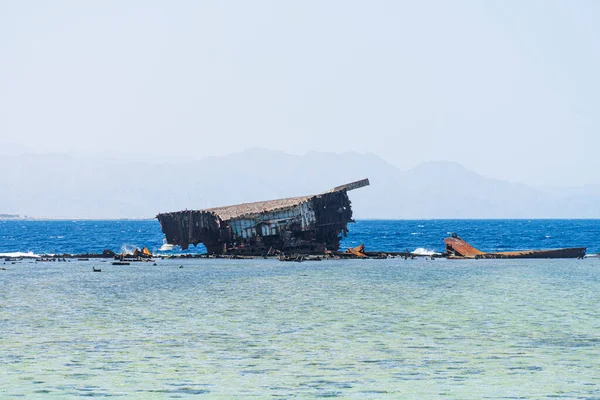 The sunken ship wreck on the reef, Egypt, Red Sea.