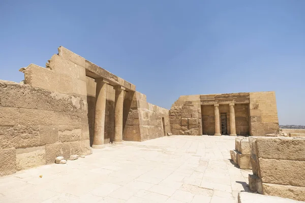 Templo Mortuorio Khufu Complejo Pirámide Giza Revelando Parte Pirámide Khufu — Foto de Stock
