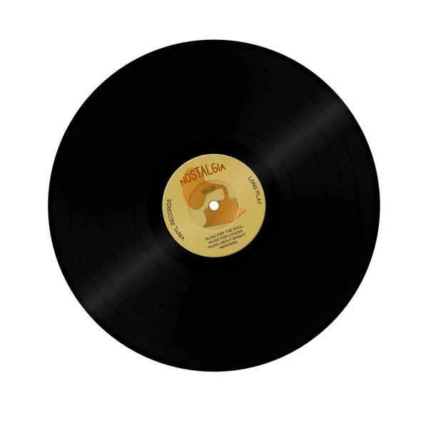 Disco Vinilo Gramophone Con Sello Fondo Blanco Aislado Tecnología Antigua — Vector de stock