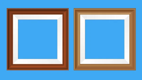 Square Wooden Plastic Realistic Frames Pictures Photos Vector Illustration Isolated — Stock Vector