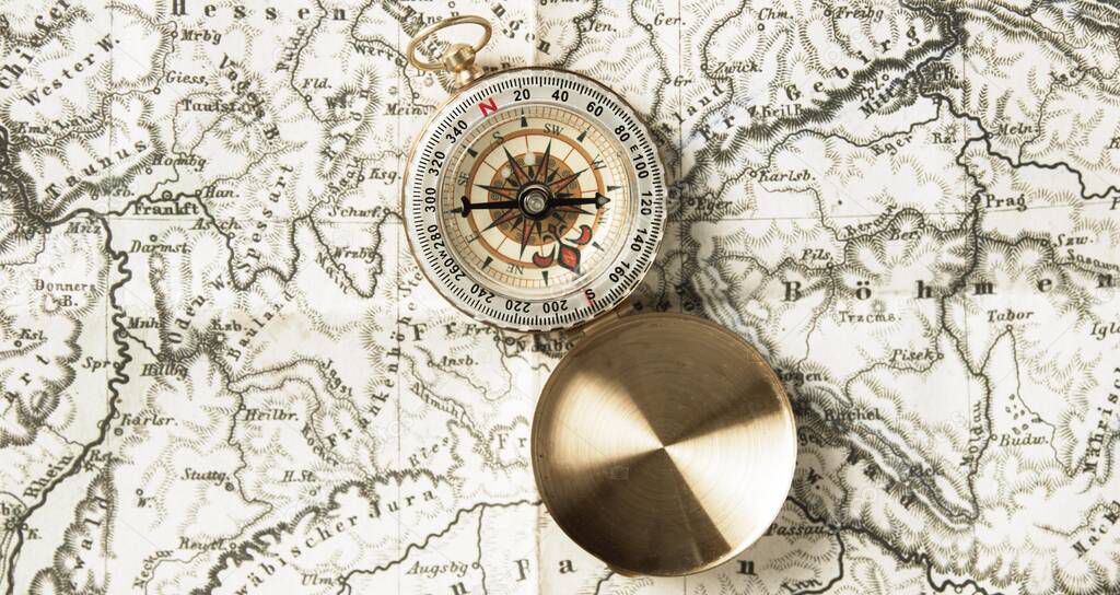 top view compass top world map. Resolution and high quality beautiful photo