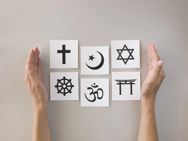 Plano Laico Surtido Símbolos Religiosos Resolución Alta Calidad Hermosa Foto —  Fotos de Stock