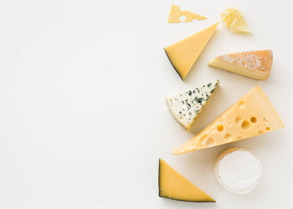flat lay assortment gourmet cheese with copy space. Resolution and high quality beautiful photo