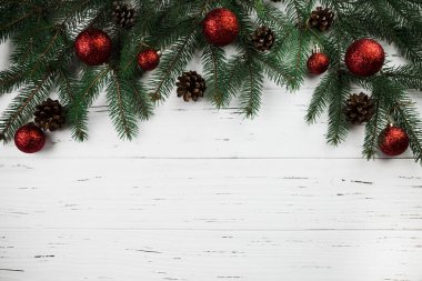 fir branch with christmas baubles. Resolution and high quality beautiful photo