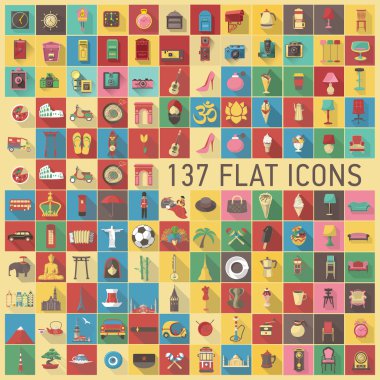 137 flat travel and culture icon clipart