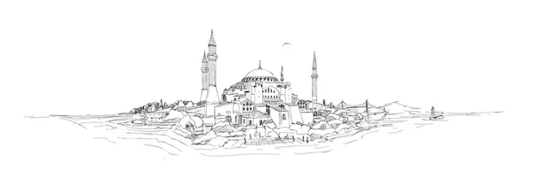 Webvector sketch drawing panoramic hagia sssa istanbul — стоковый вектор