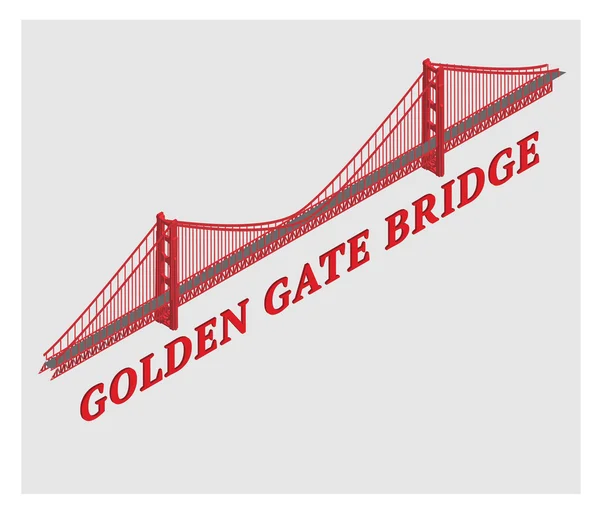 Vector 3d ilustrado puente de puerta de oro san francisco — Vector de stock