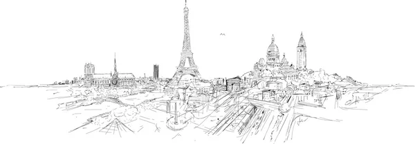 Bosquejo panorámico de la ciudad de París — Vector de stock