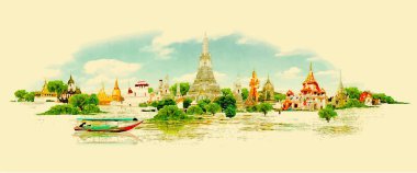 su renk vektör Bangkok panoramik