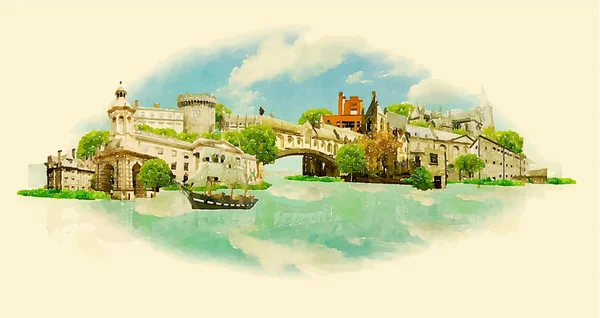 suluboya Dublin şehir illüstrasyon vektör