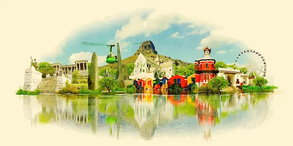 suluboya Cape Town şehir illüstrasyon vektör