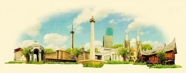 suluboya Jakarta şehir illüstrasyon vektör