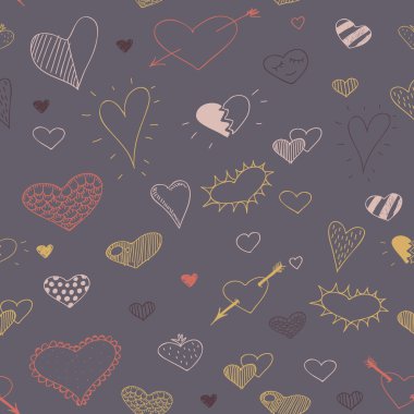 kalp Dikişsiz desen tasarımı çizim vektör kroki