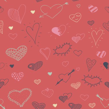 kalp Dikişsiz desen tasarımı çizim vektör kroki