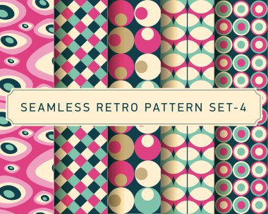 vektör Dikişsiz retro geometrik desen tasarım kümesi 