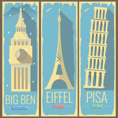 büyük ben kule Londra, Eyfel Kulesi paris ve pisa Kulesi Roma ICO