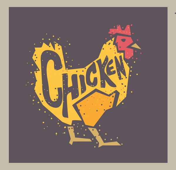Vektor kubik stil kyckling illustration med typografi — Stock vektor
