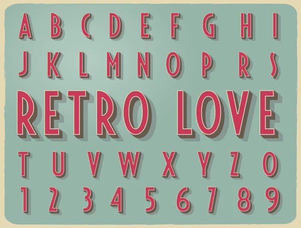 Retro vintage style vector relieved alphabet with shadow and str — Stock Vector