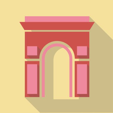 Arc de Triomphe vektör çizim uzun gölge düz simgesi