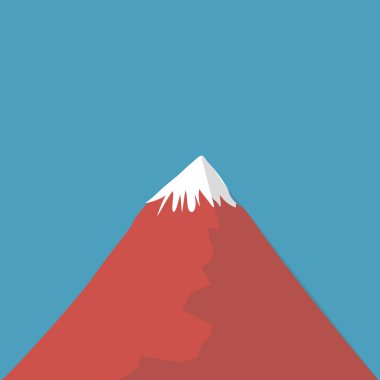 Fuji Dağı'nın vektör çizim uzun gölge düz simgesi