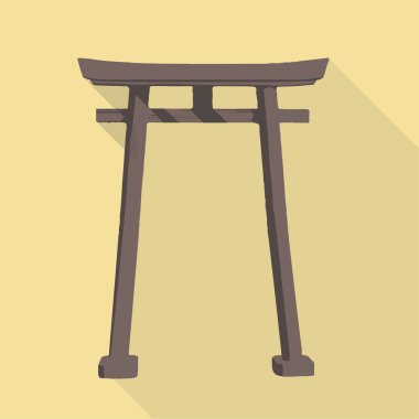 Vektör çizim uzun gölge düz simgesi Japonca tapınak yakın kapısı