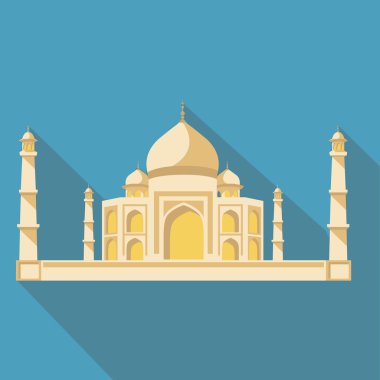 Vektör çizim uzun gölge düz simgesi taj mahal