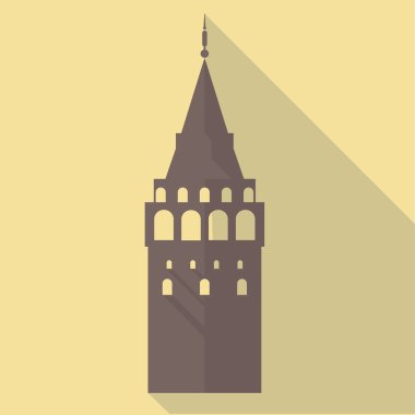 Galata Kulesi - ISTA vektör çizim uzun gölge düz simgesi