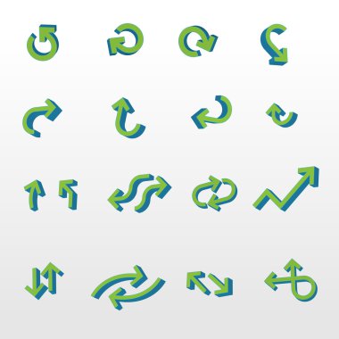 3D el çekilmiş ok çeşitli görünümleri skeçler