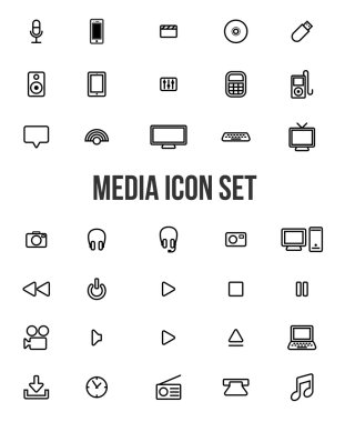 uzun gölge elektronik medya düz simgeler vektör