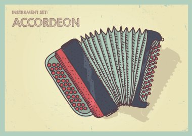 Vector illustration long shadow flat icon of accordeon