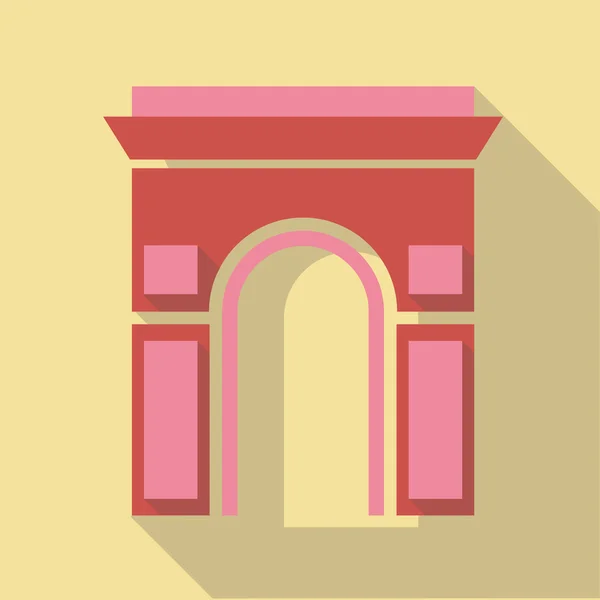 Vektoros illusztráció hosszú árnyék lapos ikon az Arc de Triomphe — Stock Vector