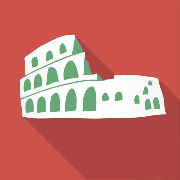 Vector illustratie lange schaduw platte icoon van Colosseum — Stockvector