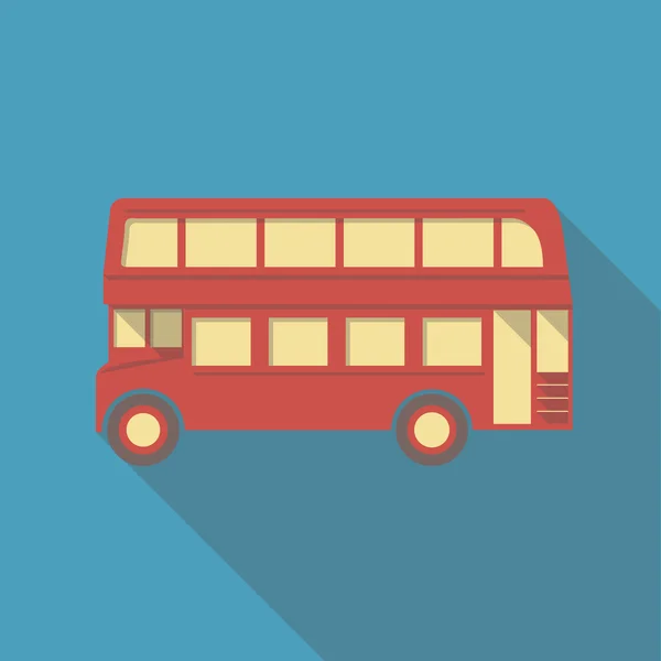 Vektor Illustration langer Schatten flache Ikone von London Bus — Stockvektor