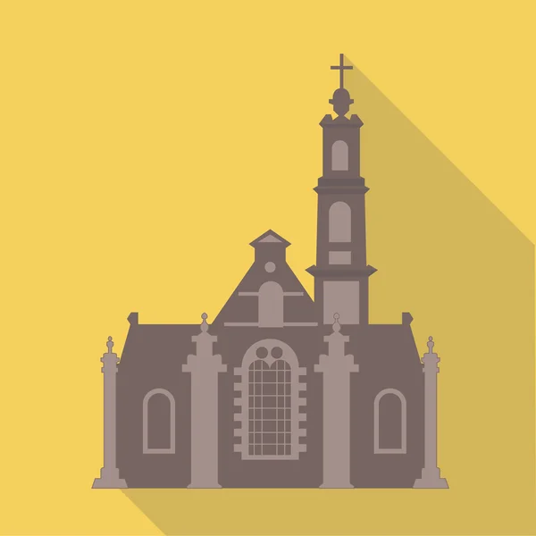 Vector illustratie lange schaduw platte icoon van de noorderkerk — Stockvector