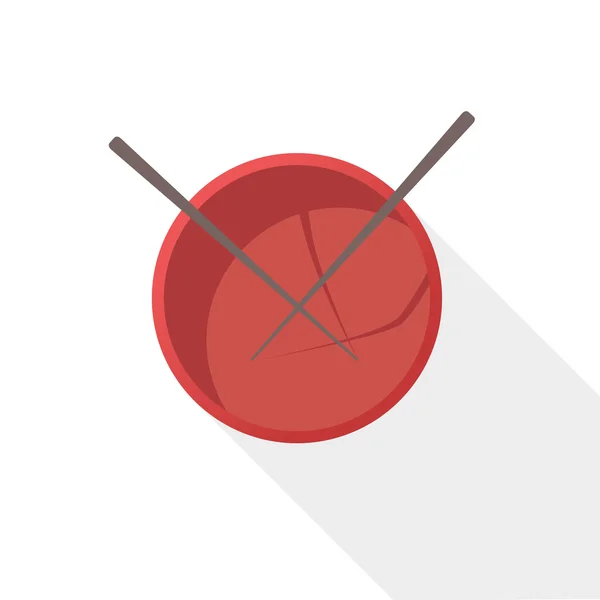 Vektör çizim uzun gölge düz simgesi Japon kase