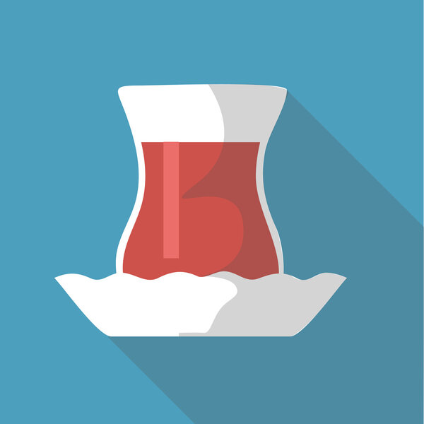 Векторная иллюстрация длинная тень плоская икона турецкого чая
