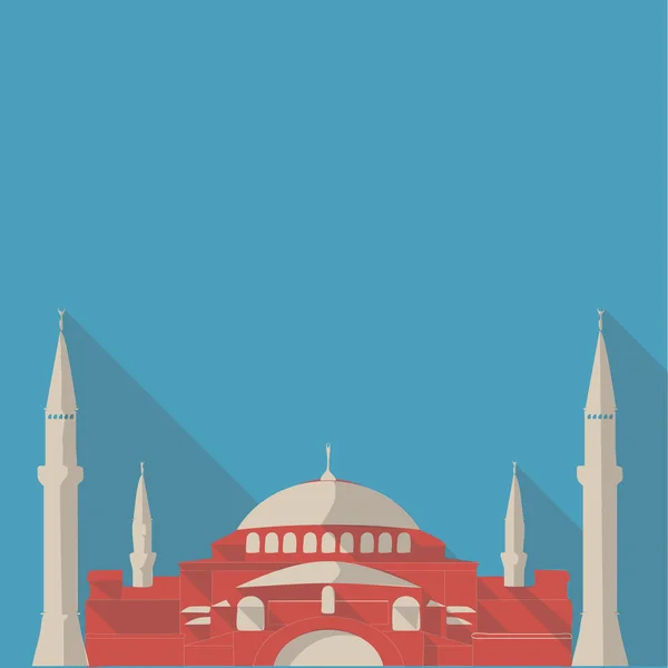 Illustration vectorielle longue ombre icône plate de la mosquée hagia sophia — Image vectorielle