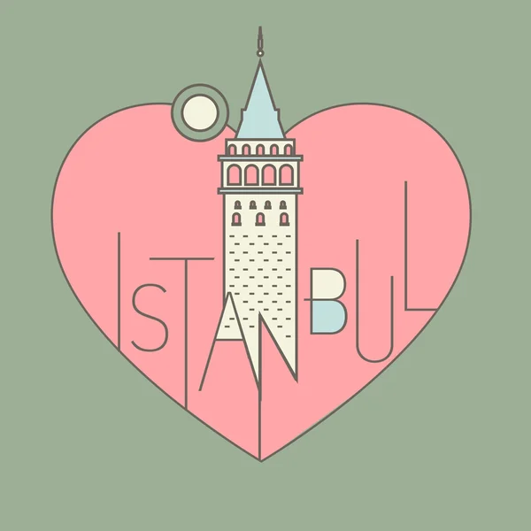 Vector line icon style illustrated istanbul landmarks set — Stock Vector