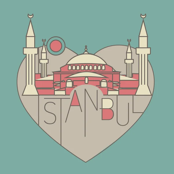 Vector line icon style illustrated istanbul landmarks set — Stock Vector