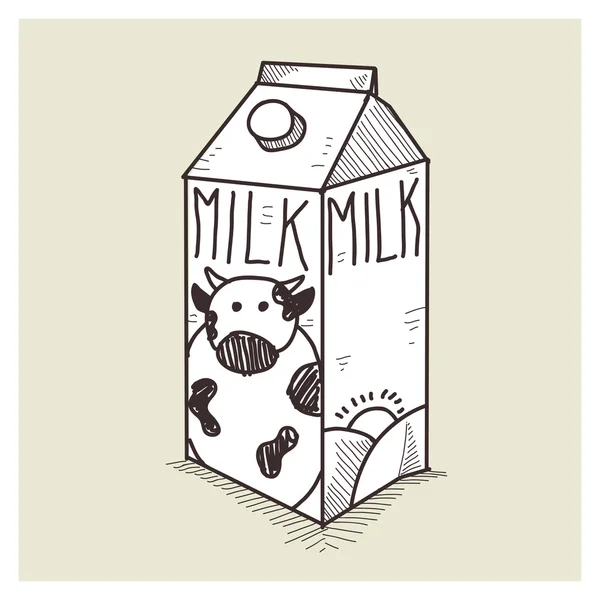 Ruka vektorové kreslení náčrtu mléka rámečku obrázku — Stockový vektor