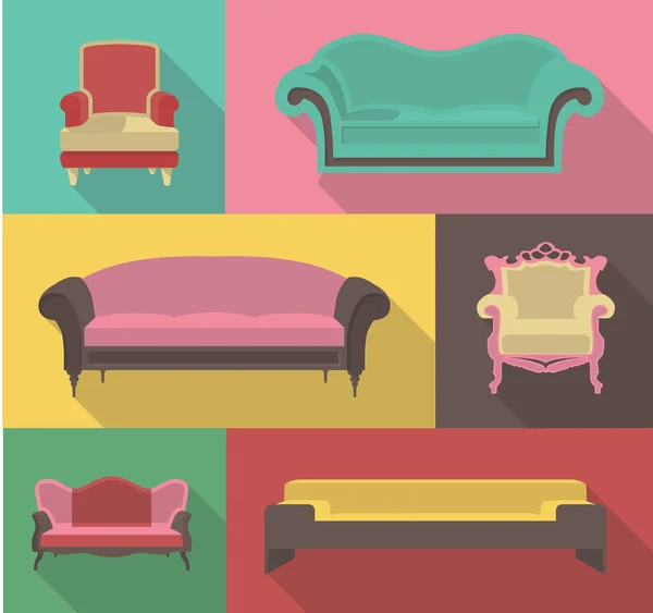 Vector diseño plano icono conjunto de sofá — Archivo Imágenes Vectoriales