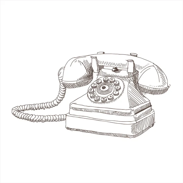 Vector sketch hand drawing antique telephone illustration — Stock Vector